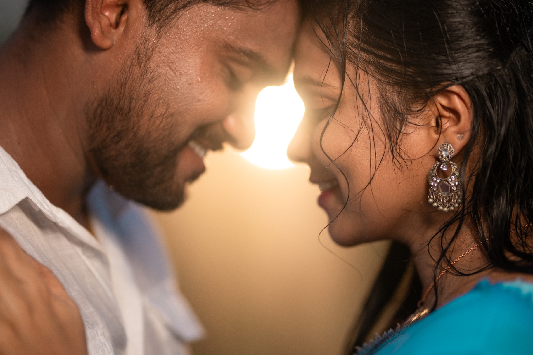 Intimate close up portrait of a couple